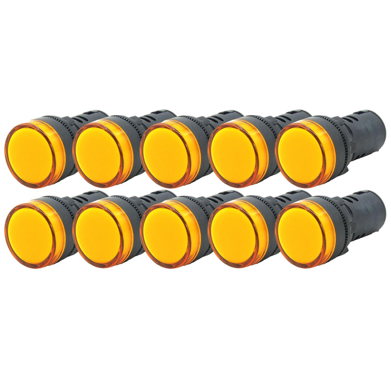Luz Piloto Led Amarillo 22mm 220v Pack 10 Unidades-0