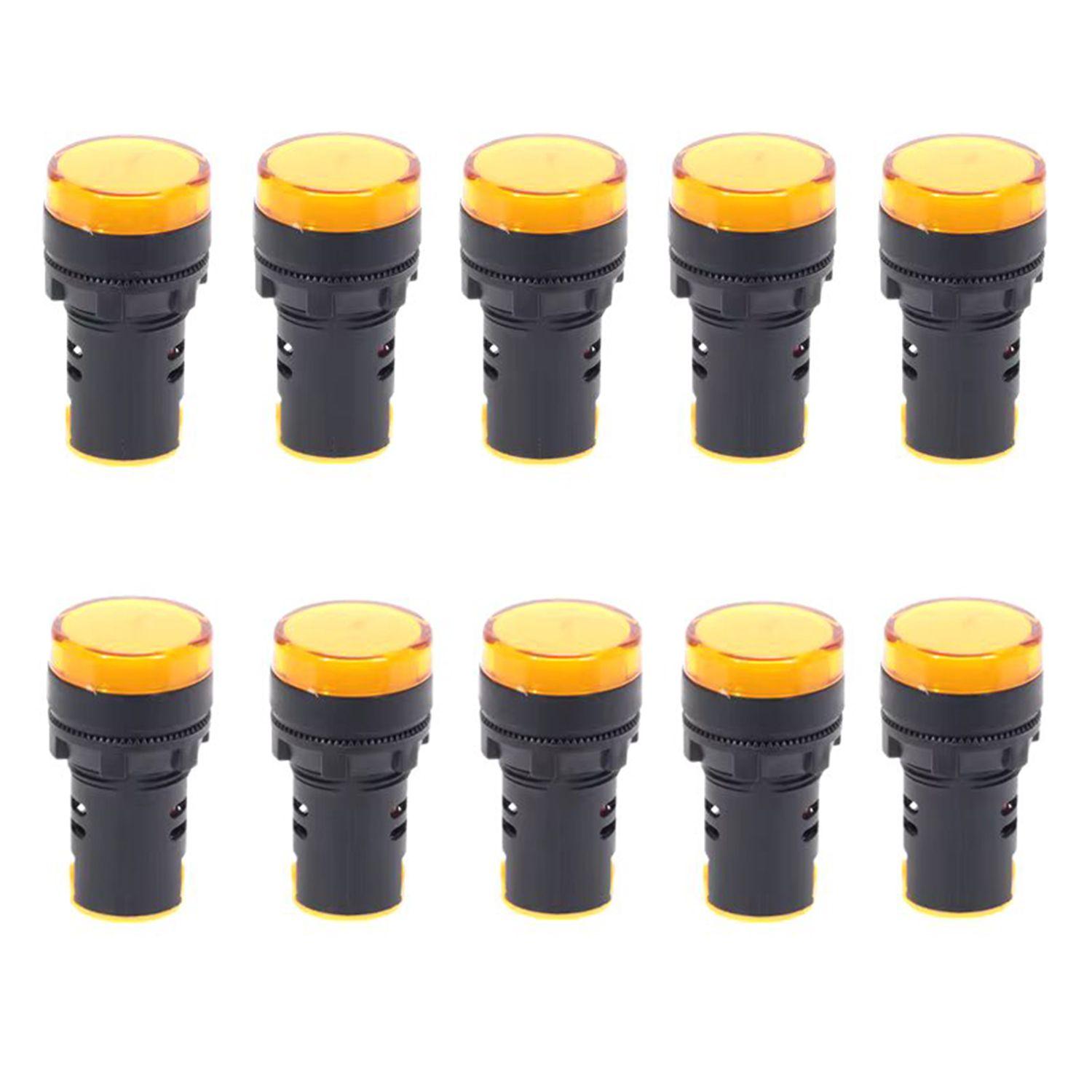 Luz Piloto Led Amarillo 22mm 220v Pack 10 Unidades-1