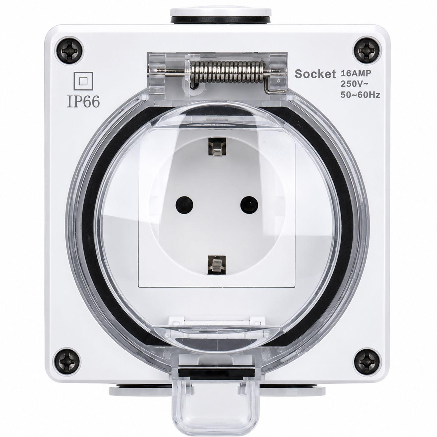 Tomacorriente Schuko Hidrobox Exterior IP66 16A 250V-0