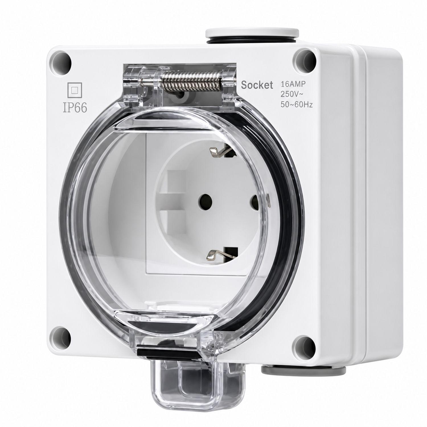 Tomacorriente Schuko Hidrobox Exterior IP66 16A 250V-1