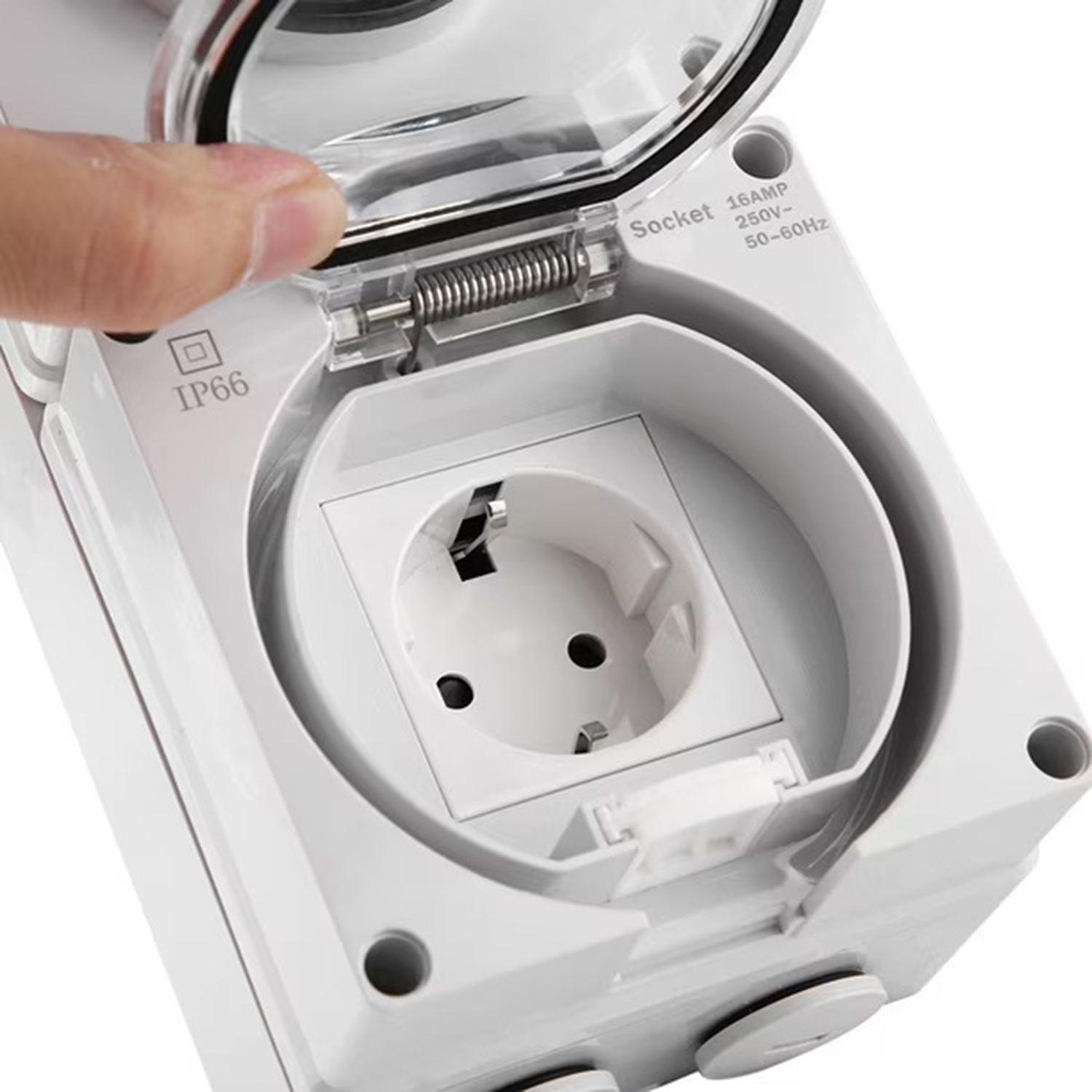 Tomacorriente Schuko Hidrobox Exterior IP66 16A 250V-2