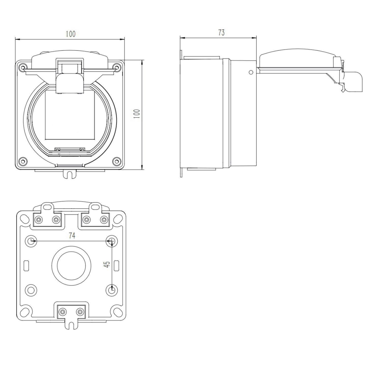 Tomacorriente Schuko Hidrobox Exterior IP66 16A 250V-5
