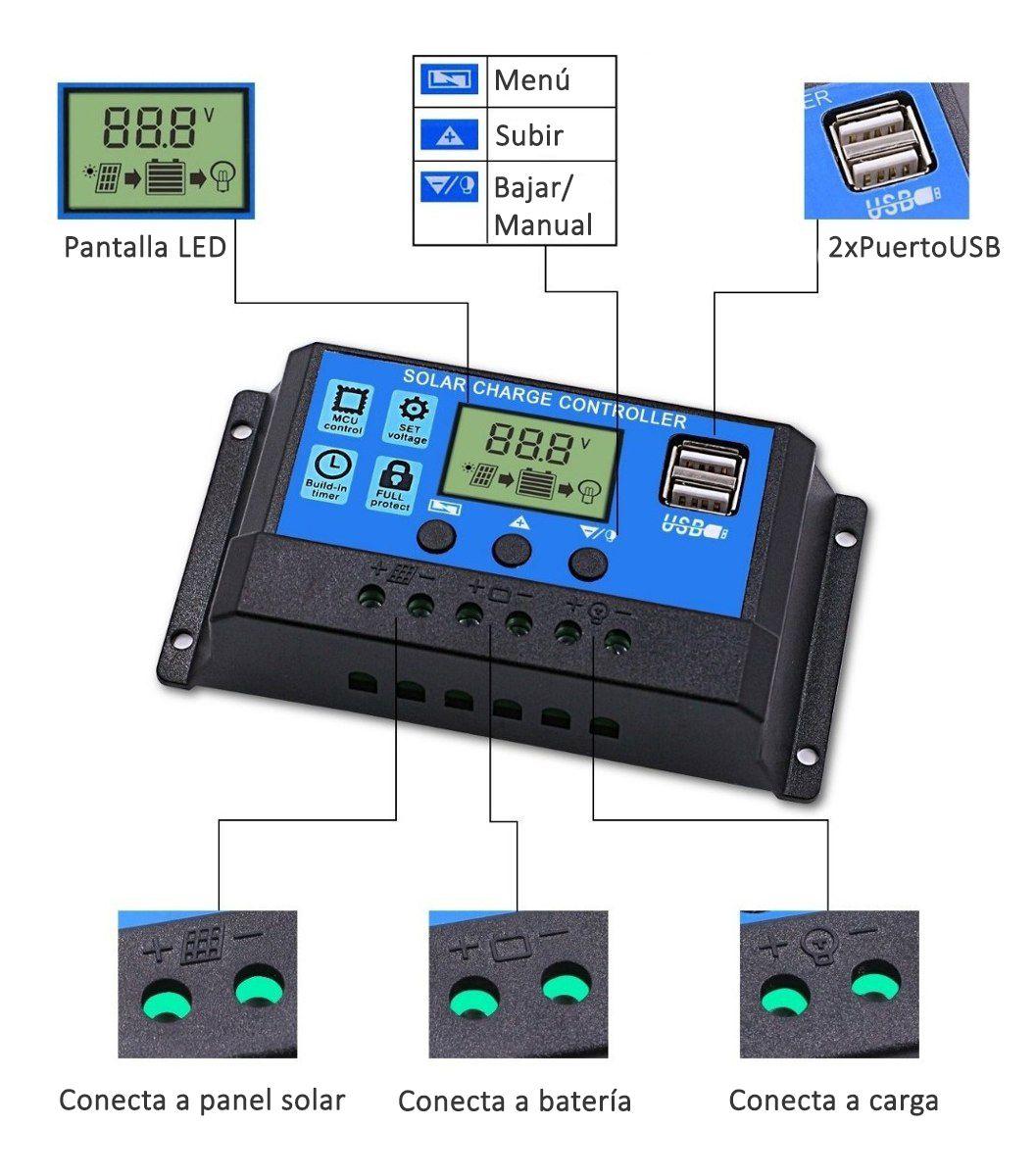 Regulador Carga Solar Panel Digital 12v 24v 30a-3