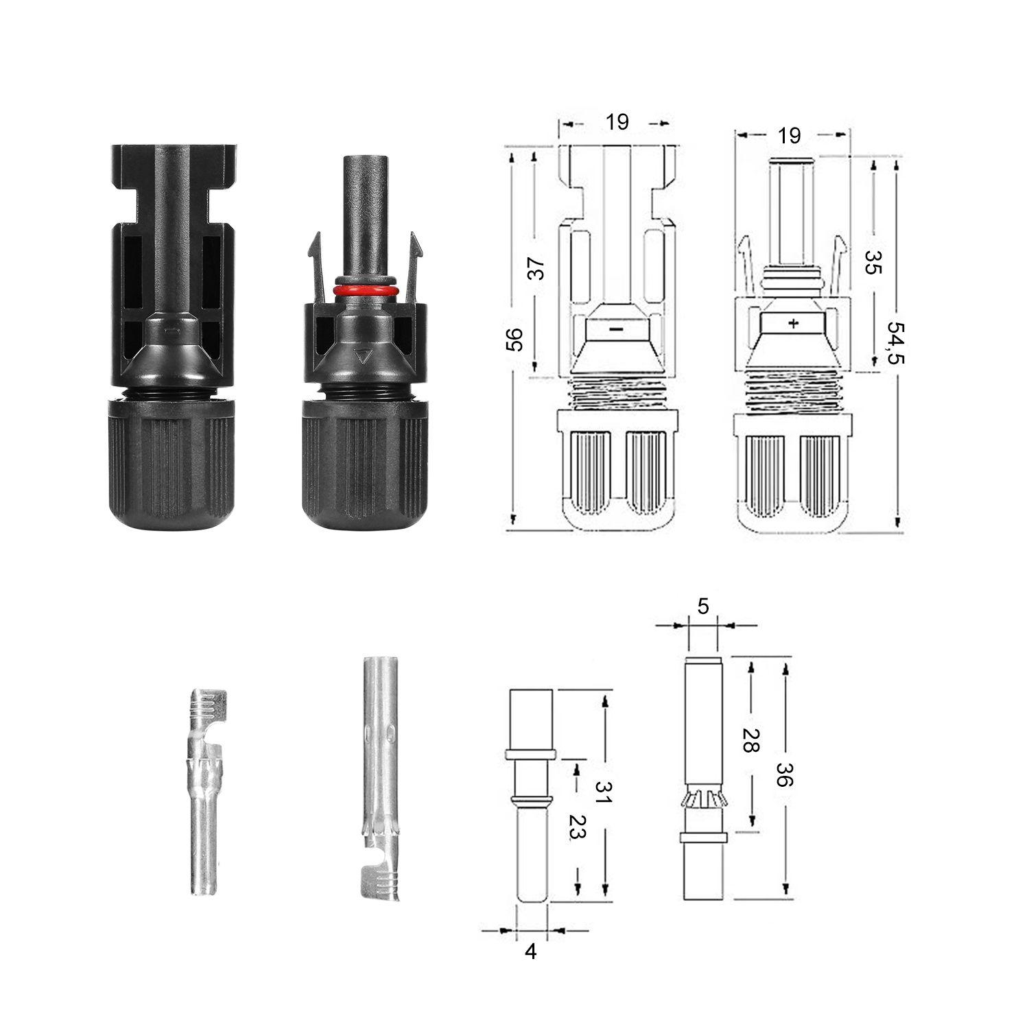 Par Conector Mc4 Macho Hembra-3