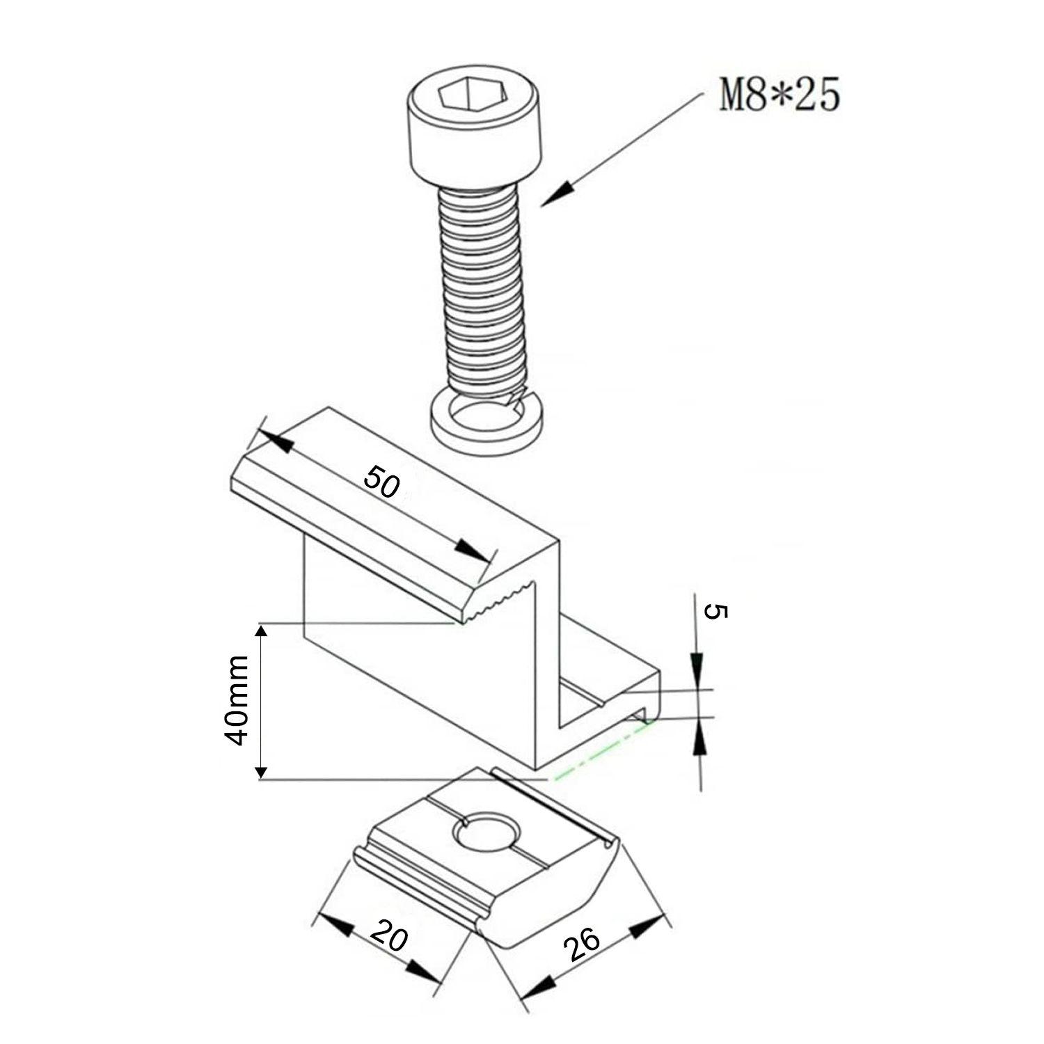 Pack 10 Abrazaderas Final Panel Solar 40mm-3