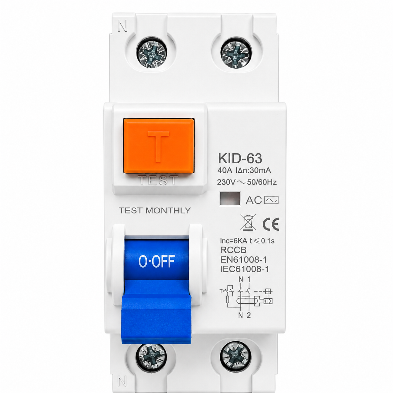 Interruptor Diferencial RCCB 2P 40A 30mA 230V AC-1