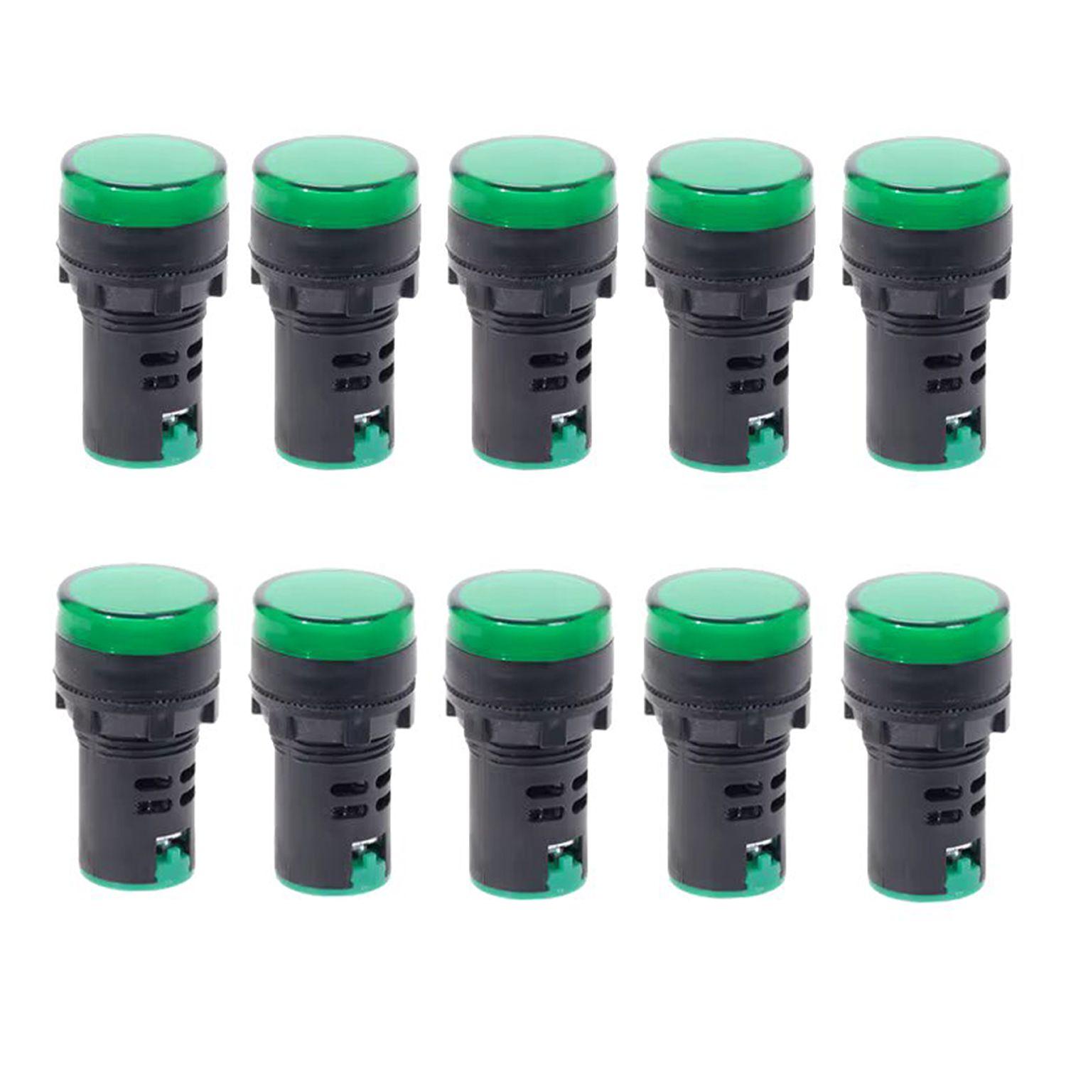 Luz Piloto Led Verde 22mm 220v Pack 10 Unidades-1