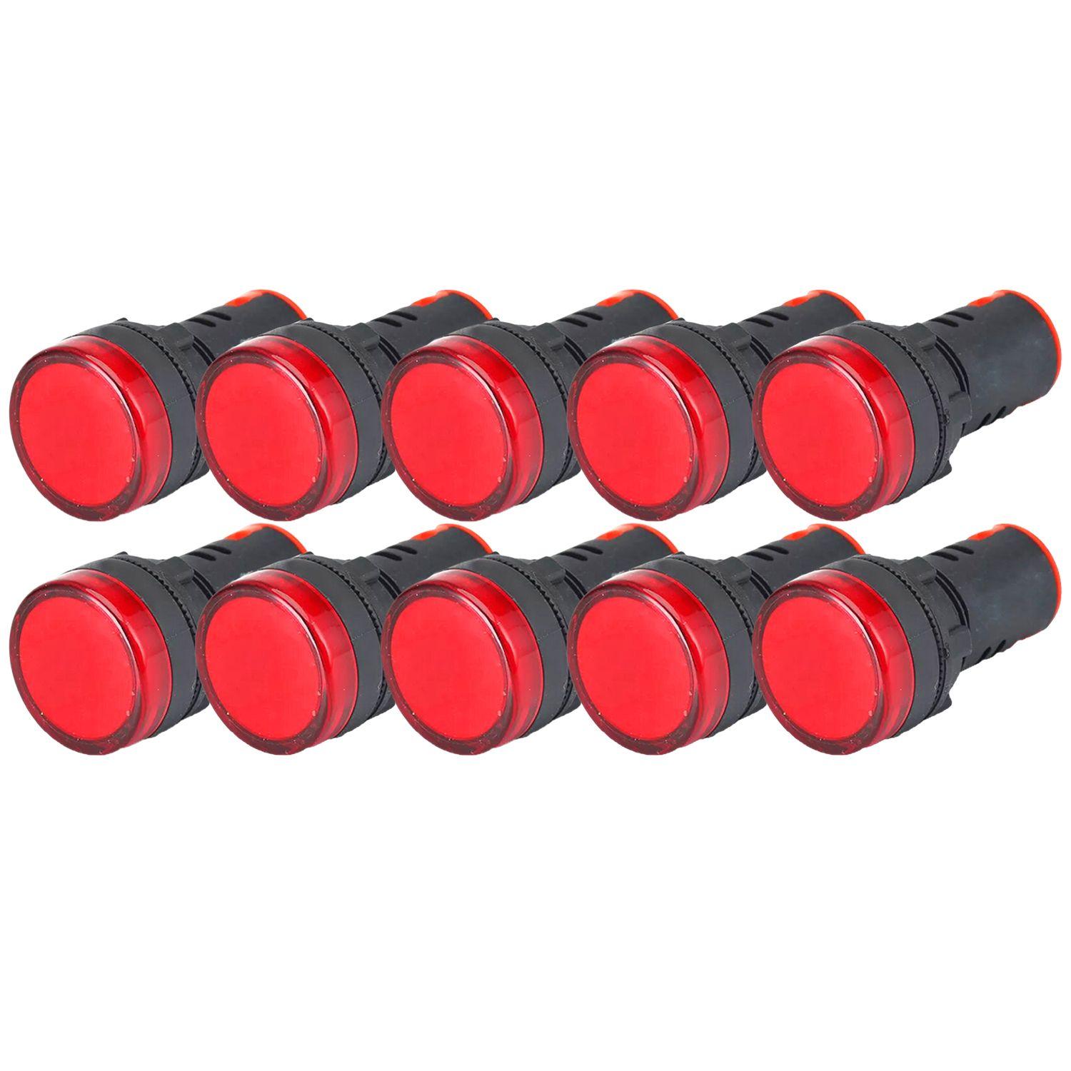 Luz Piloto Led Rojo 22mm 220v Pack 10 Unidades-0