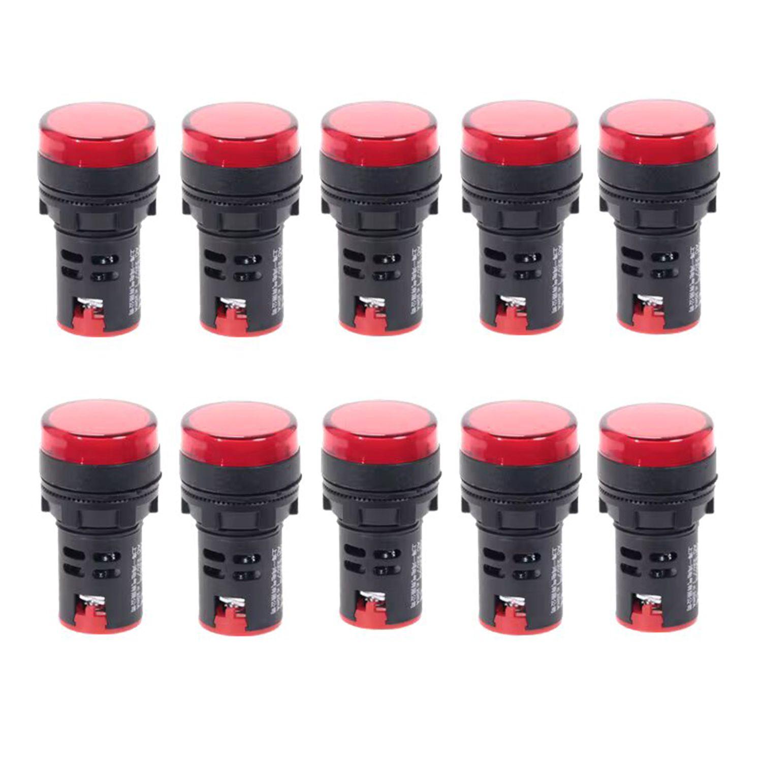 Luz Piloto Led Rojo 22mm 220v Pack 10 Unidades-1