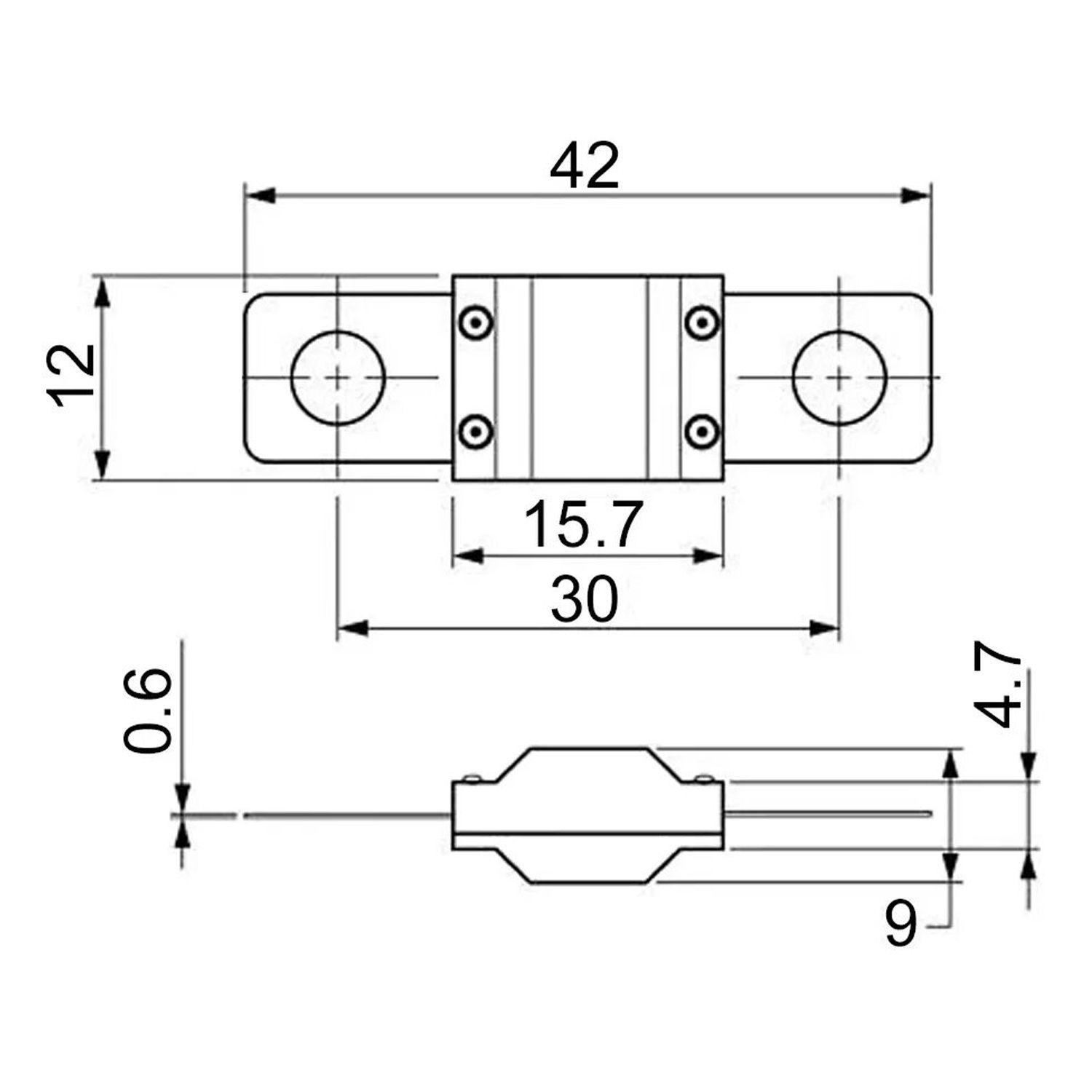 Fusible Batería 150a 32v 42x12mm Chapado Oro - Soliot-1