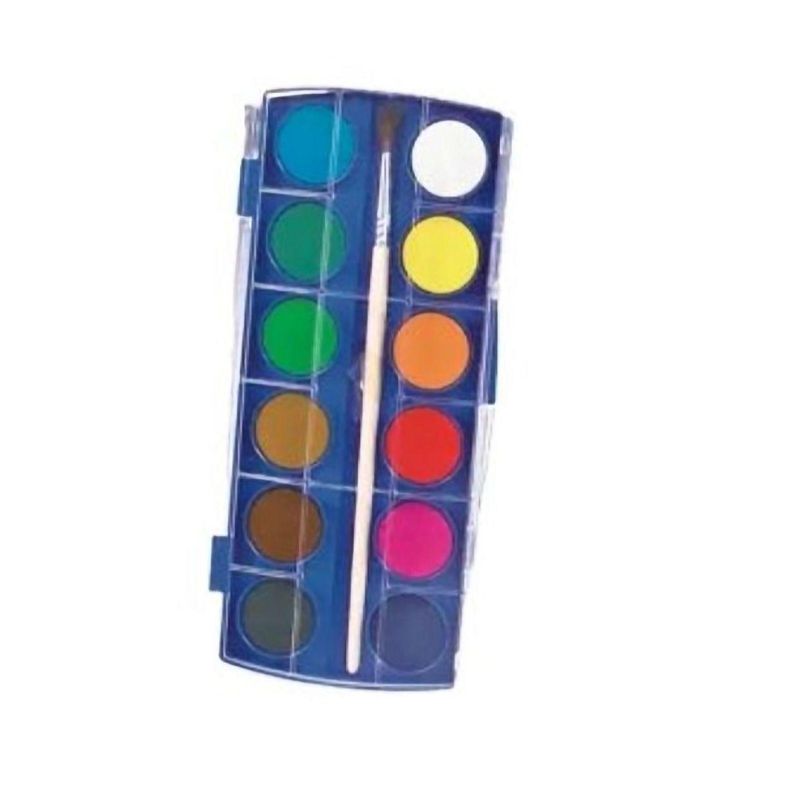 Acuarela en Pastilla 12 Colores Incluye Pincel-0