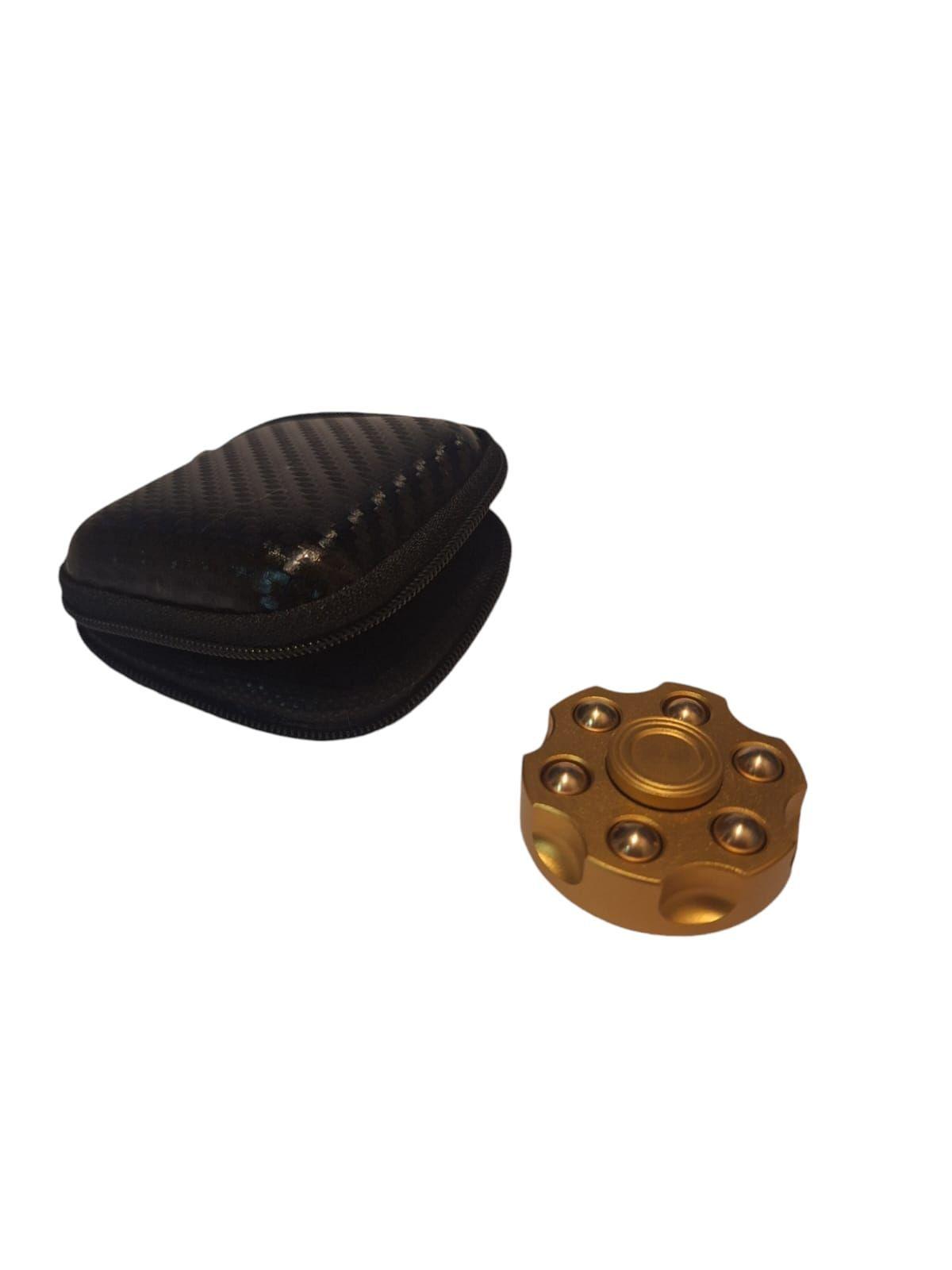 Fidget Spinner Metálico Dorado en Forma de Nuez de Revólver-0