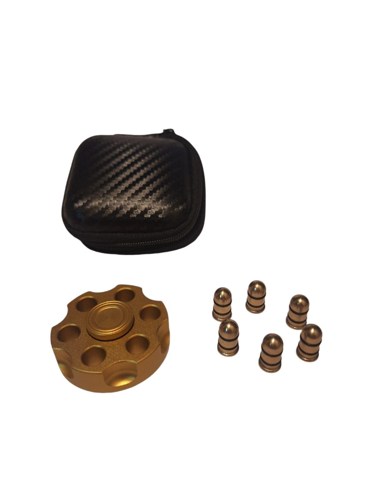 Fidget Spinner Metálico Dorado en Forma de Nuez de Revólver-1