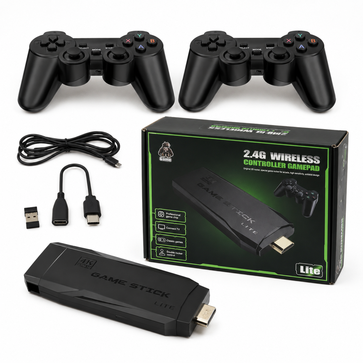 Consola Retro HDMI Game Stick Inalámbrica 2 Controles 2.4Ghz-2