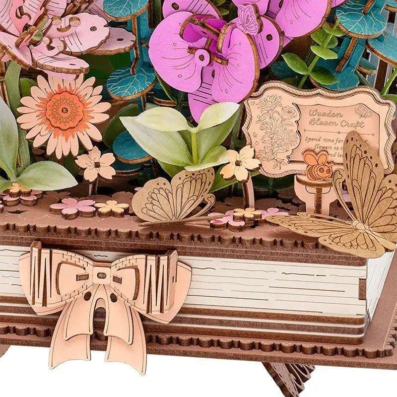 Puzzle 3d Libro Floral de Madera para Armar – Robotime Rowood-4
