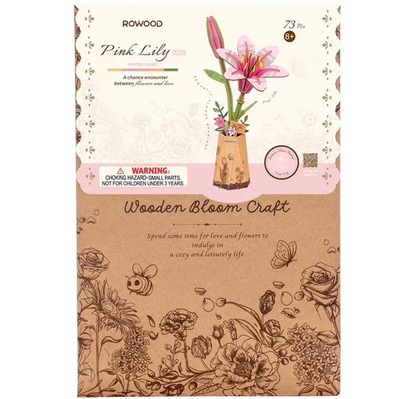 Lirio Rosado de Madera 3D – Rowood Pink Lily TW071 | Puzzle Decorativo y Regalo Creativo-2
