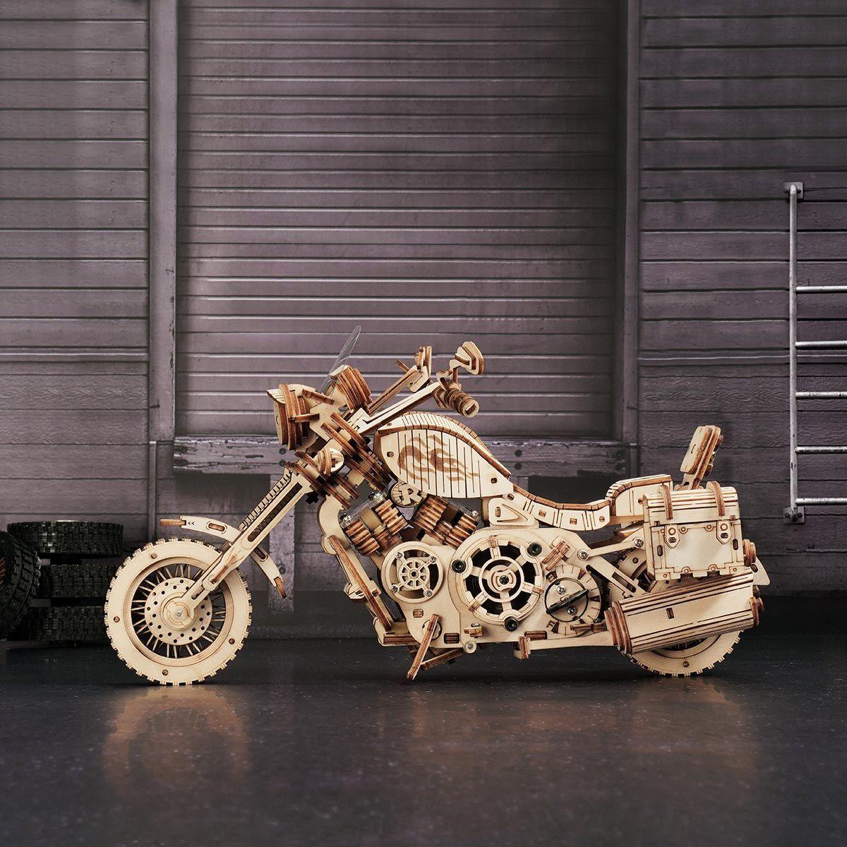 Puzzle 3D Moto Clásica de Madera con Movimiento Real – ROKR-2