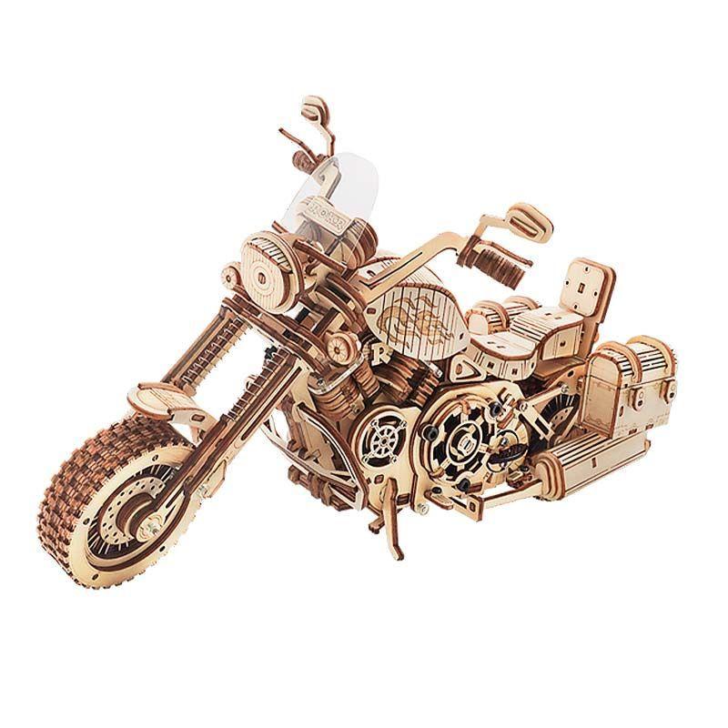 Puzzle 3D Moto Clásica de Madera con Movimiento Real – ROKR-0