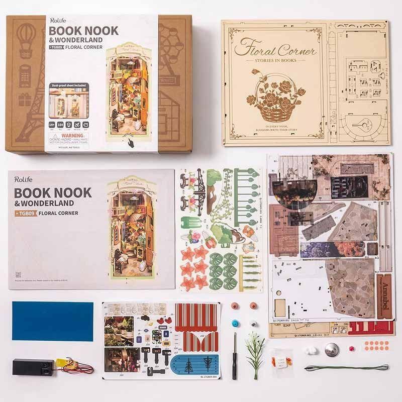 Separador de Libros Rincón Floral – Puzzle 3D Book Nook Robotime-4