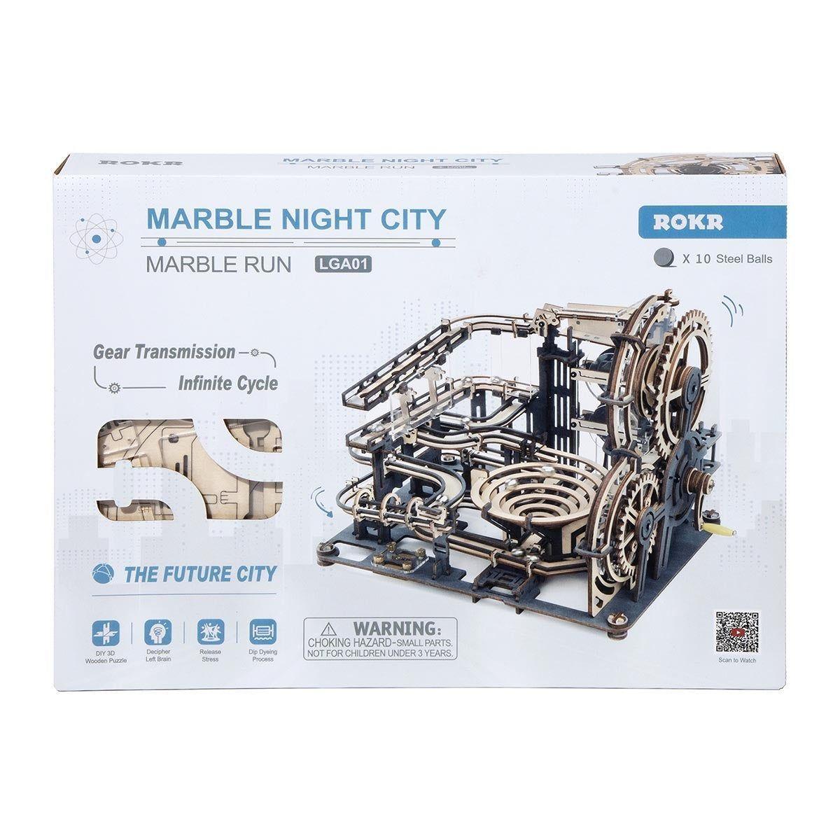 🌃 Marble Night City Puzzle 3D ROKR LGA01 – Carrera de Bolitas Mecánica Futurista ⚙️-0