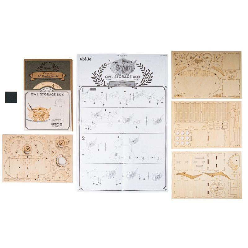 Puzzle 3D Búho Lapicero de Madera Robotime-7