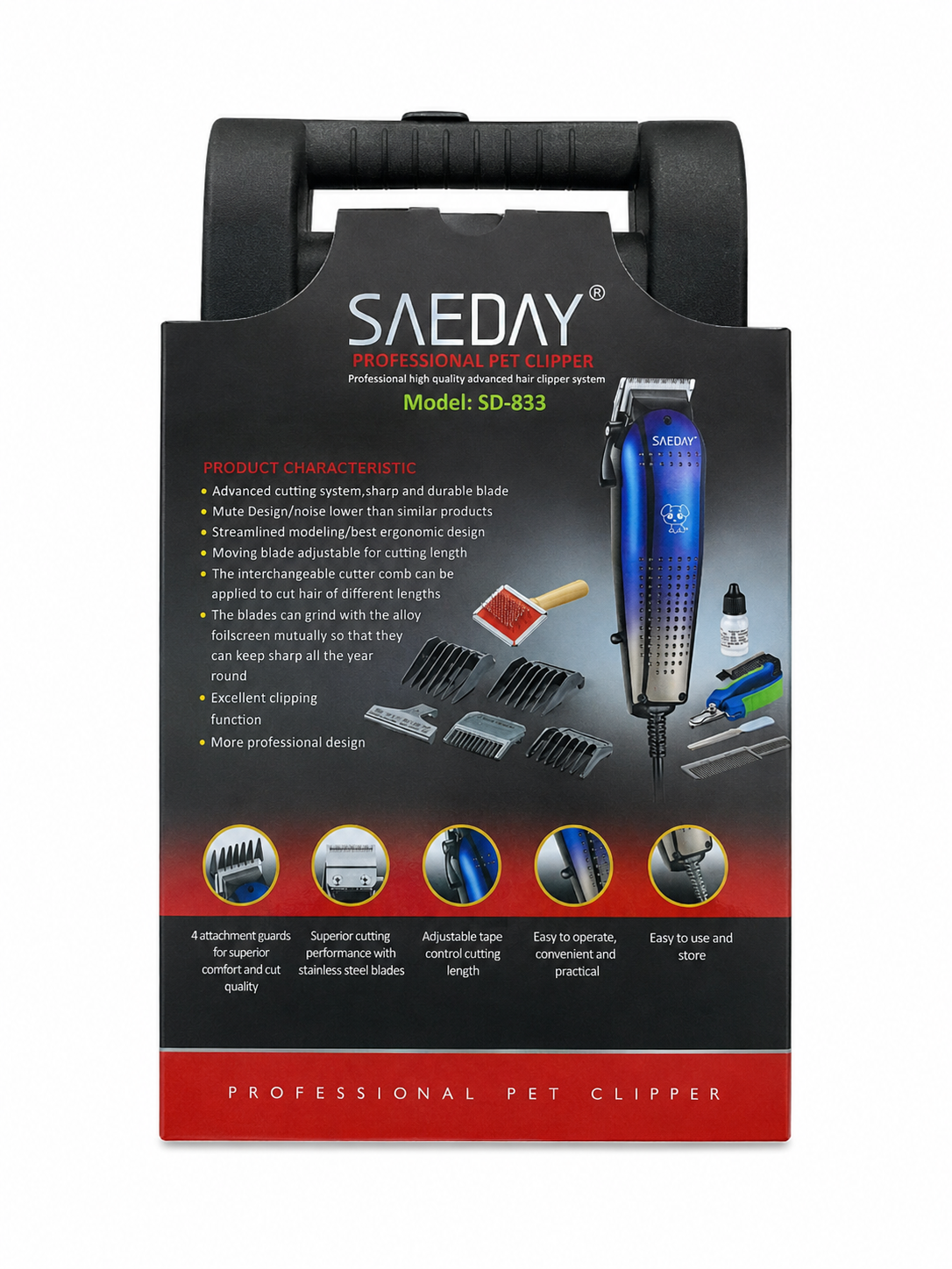 Máquina Cortadora De Pelo Para Mascotas Saeday SD-833 Kit Profesional-2