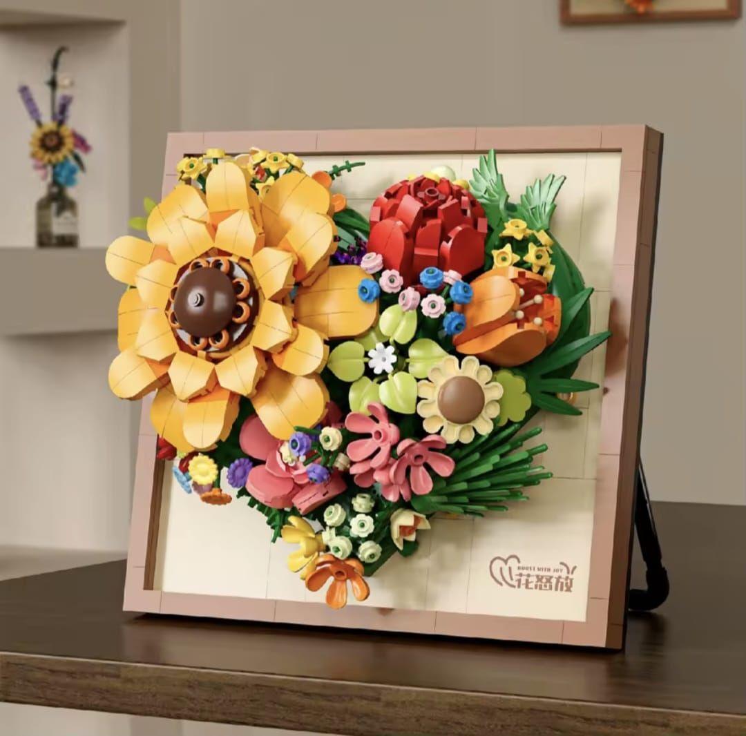 Cuadro de Flores 3D de Bloques de Construcción – 781 Piezas-5