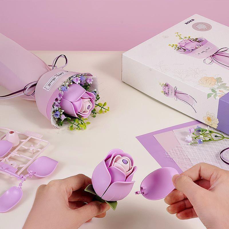 💜 Rosa Púrpura 3D Rowood AF021 – Ramo Floral DIY en Madera-2