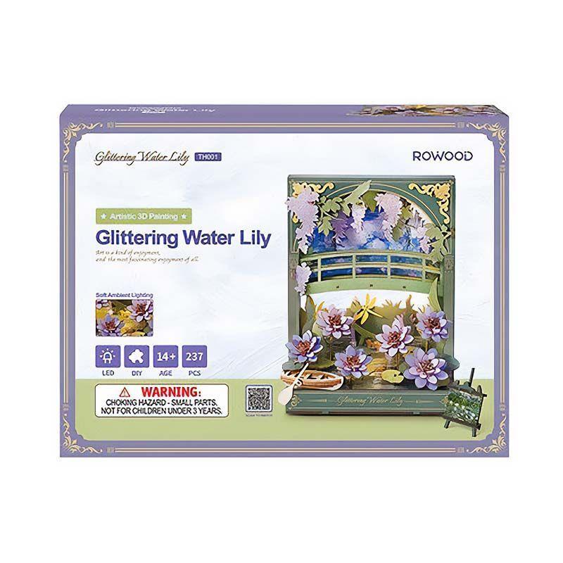 🌸 Lirio de Agua Brillante TH001 – Puzzle 3D Rolife con Luz LED | Escena Acuática DIY-4