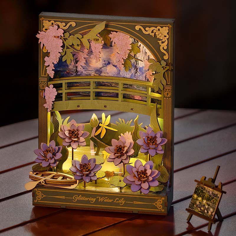 🌸 Lirio de Agua Brillante TH001 – Puzzle 3D Rolife con Luz LED | Escena Acuática DIY-5