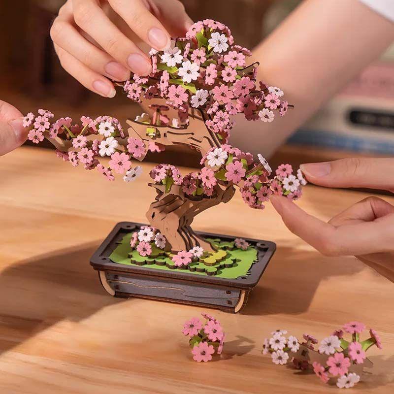 Puzzle 3D de Madera Sakura Bonsai Robotime – Arte Japonés en Miniatura-3