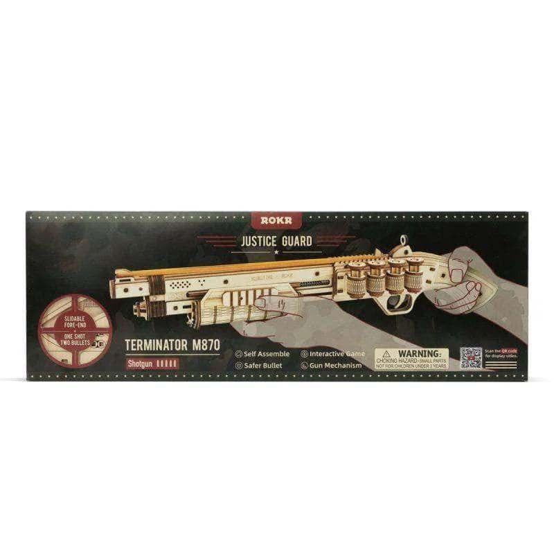 Escopeta Mecánica de Madera ROKR Terminator M870 - Puzzle 3D-3