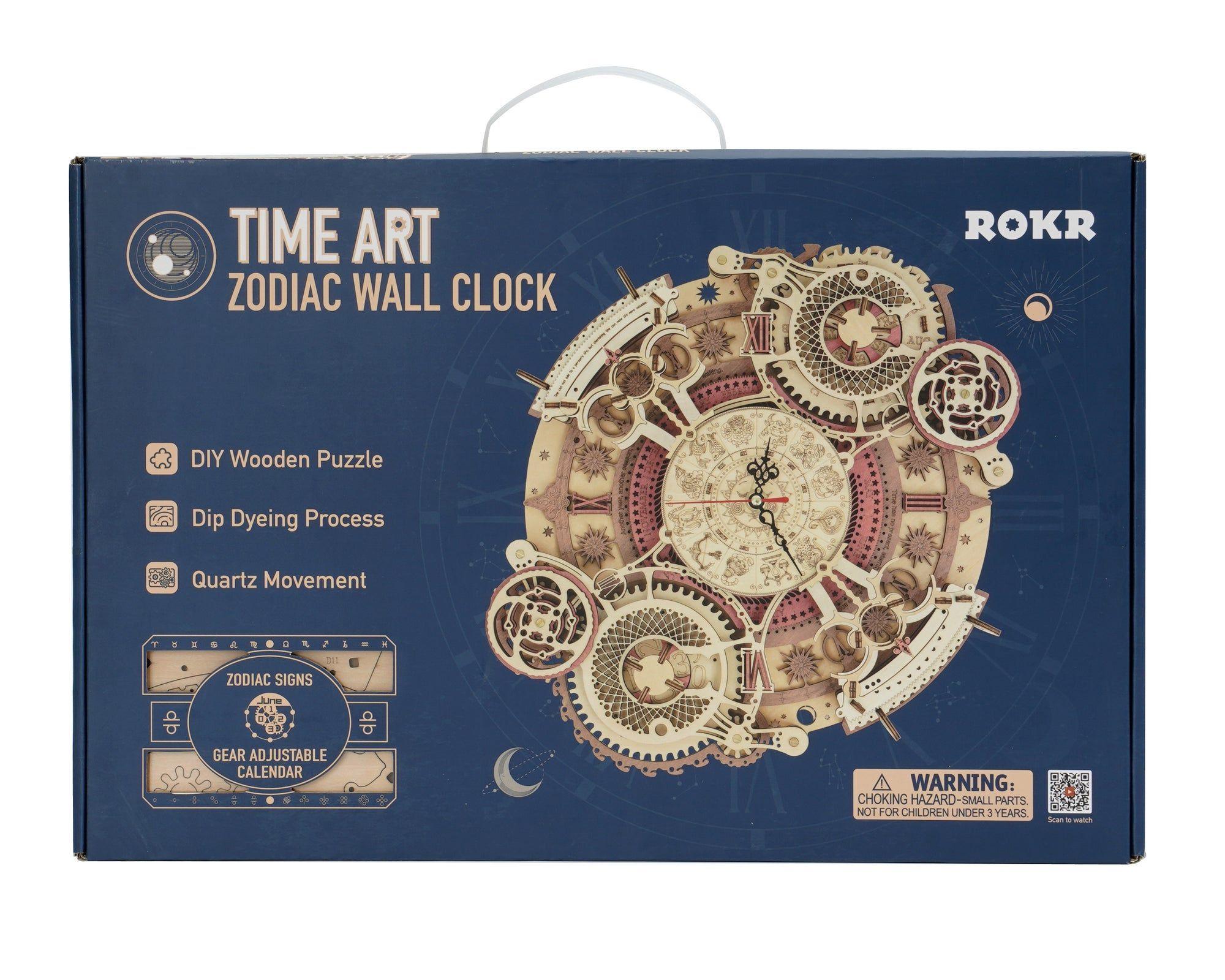 🕰️ Reloj Zodiacal de Madera Robotime – Puzzle 3D Mural Astral-5