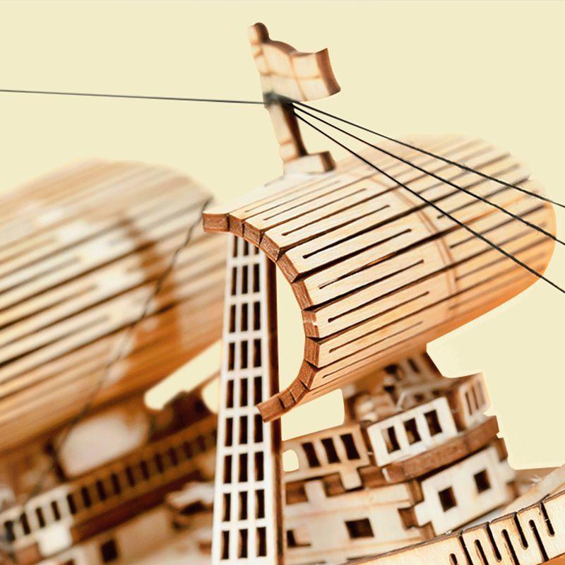 Puzzle 3D Barco Antiguo a Vela de Madera-3
