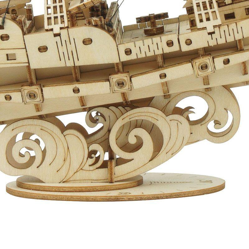Puzzle 3D Barco Antiguo a Vela de Madera-4