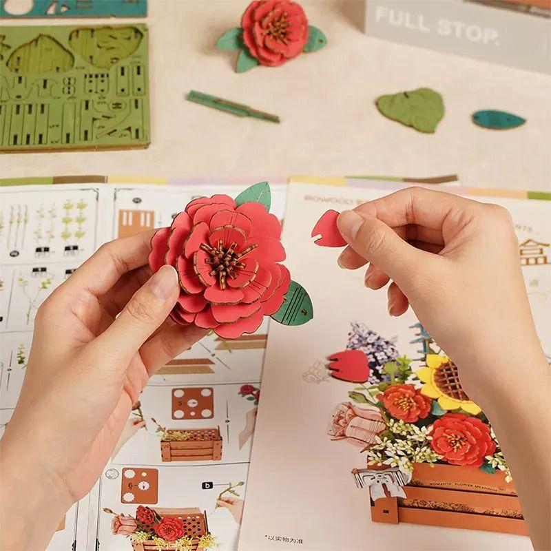 Caja de Flores de Madera - Puzzle 3D Decorativo-5