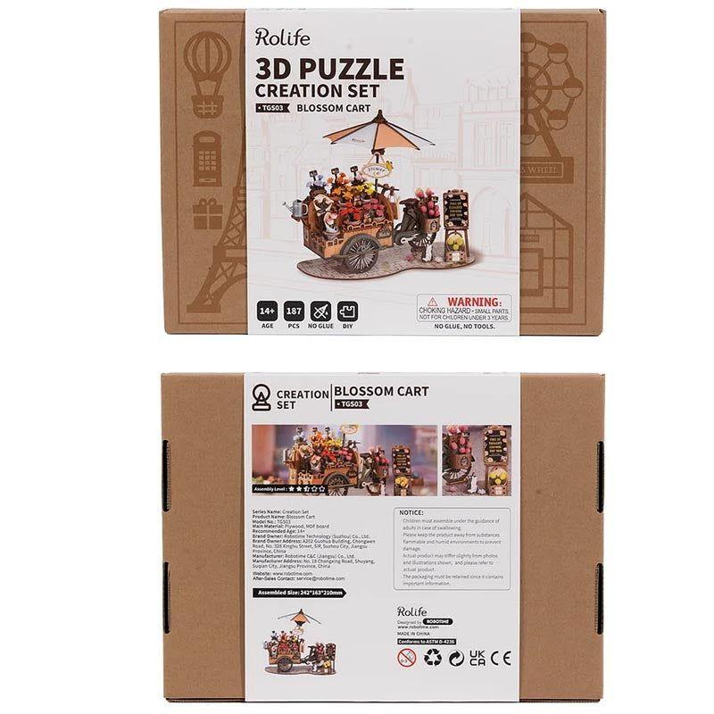 Carretilla de Flores Blossom Cart – Puzzle 3D de Madera Robotime-7