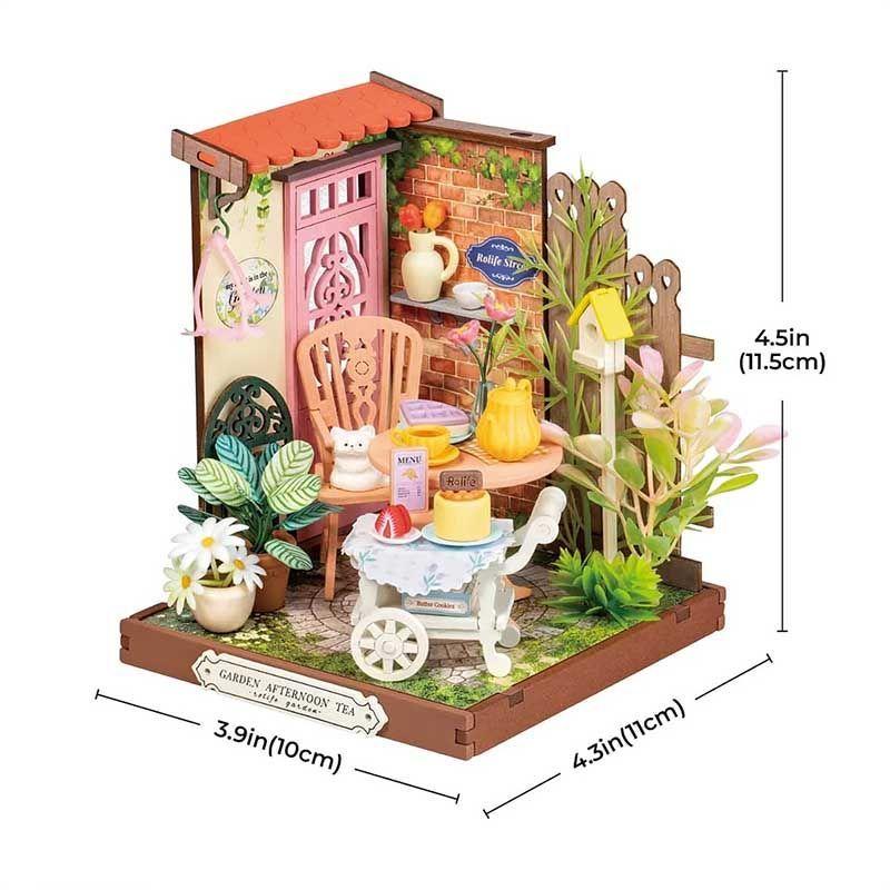 Puzzle 3D de Madera Fancy Tea Yard - Casa Miniatura de Robotime Rolife-5