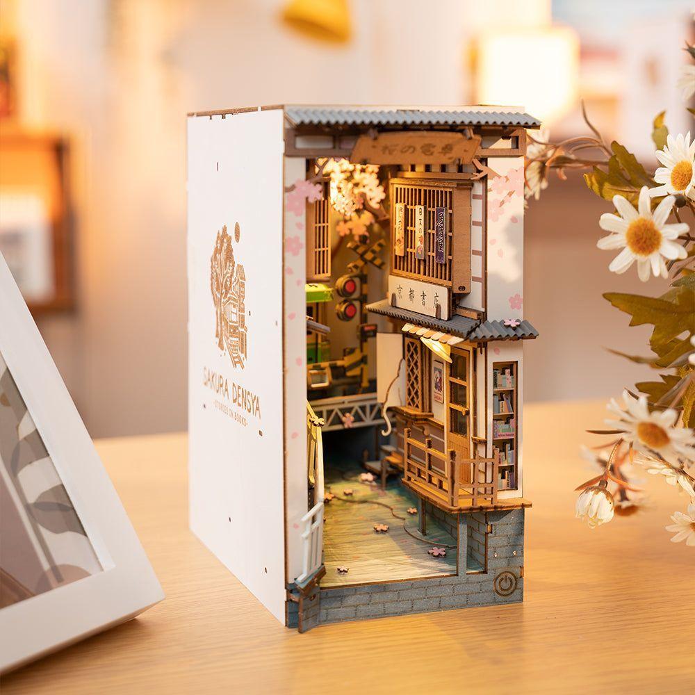 Puzzle 3D Miniatura - Book Nook Sakura Densya | Separador de Libros-4