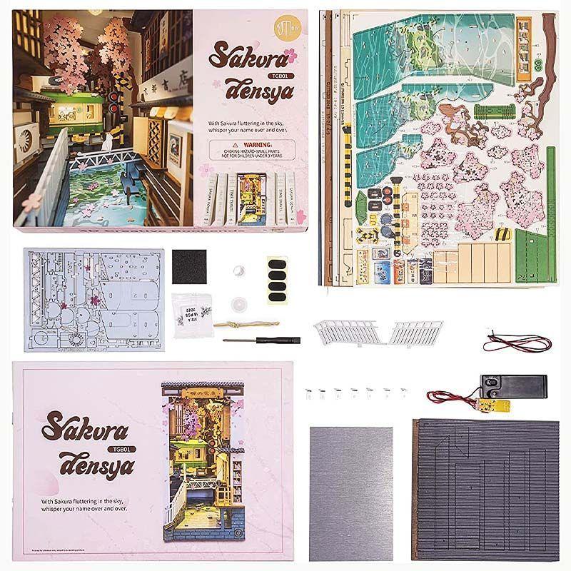 Puzzle 3D Miniatura - Book Nook Sakura Densya | Separador de Libros-7