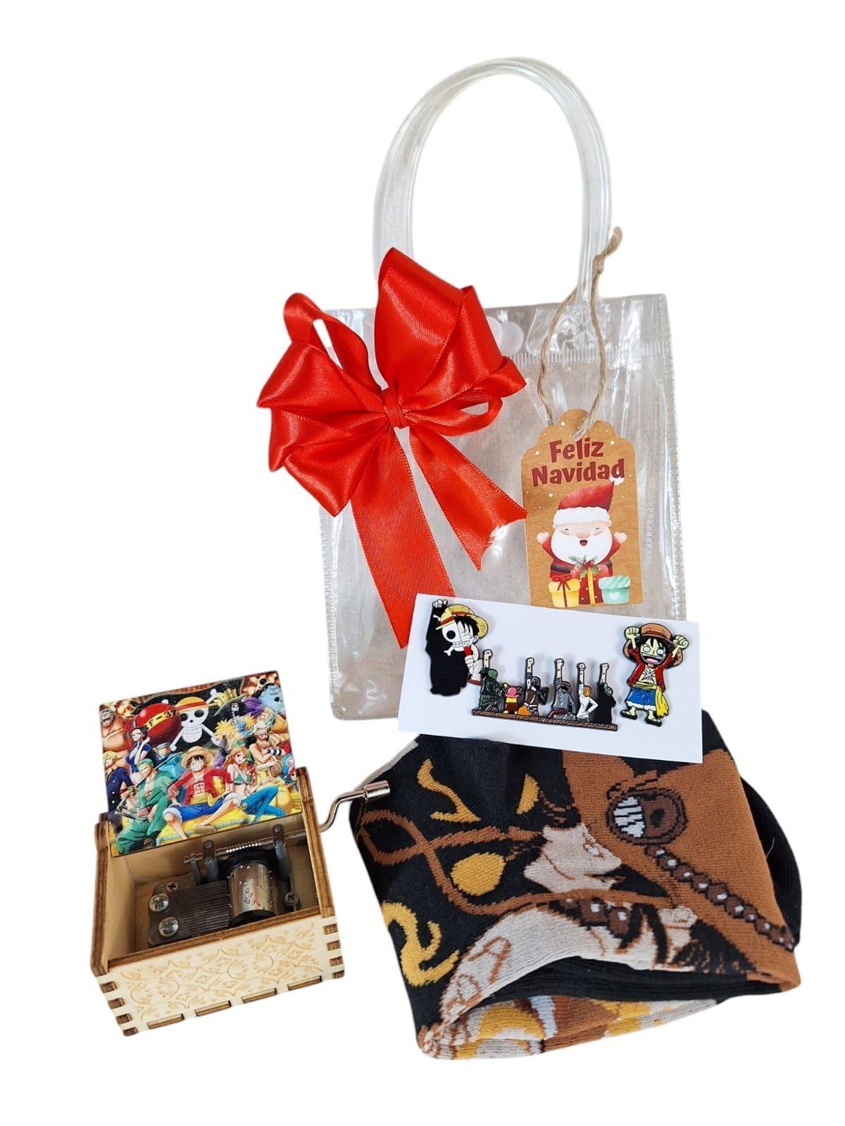 Set Para Regalo One Piece Modelo 2. Caja Musical, Calcetas y Pines-1