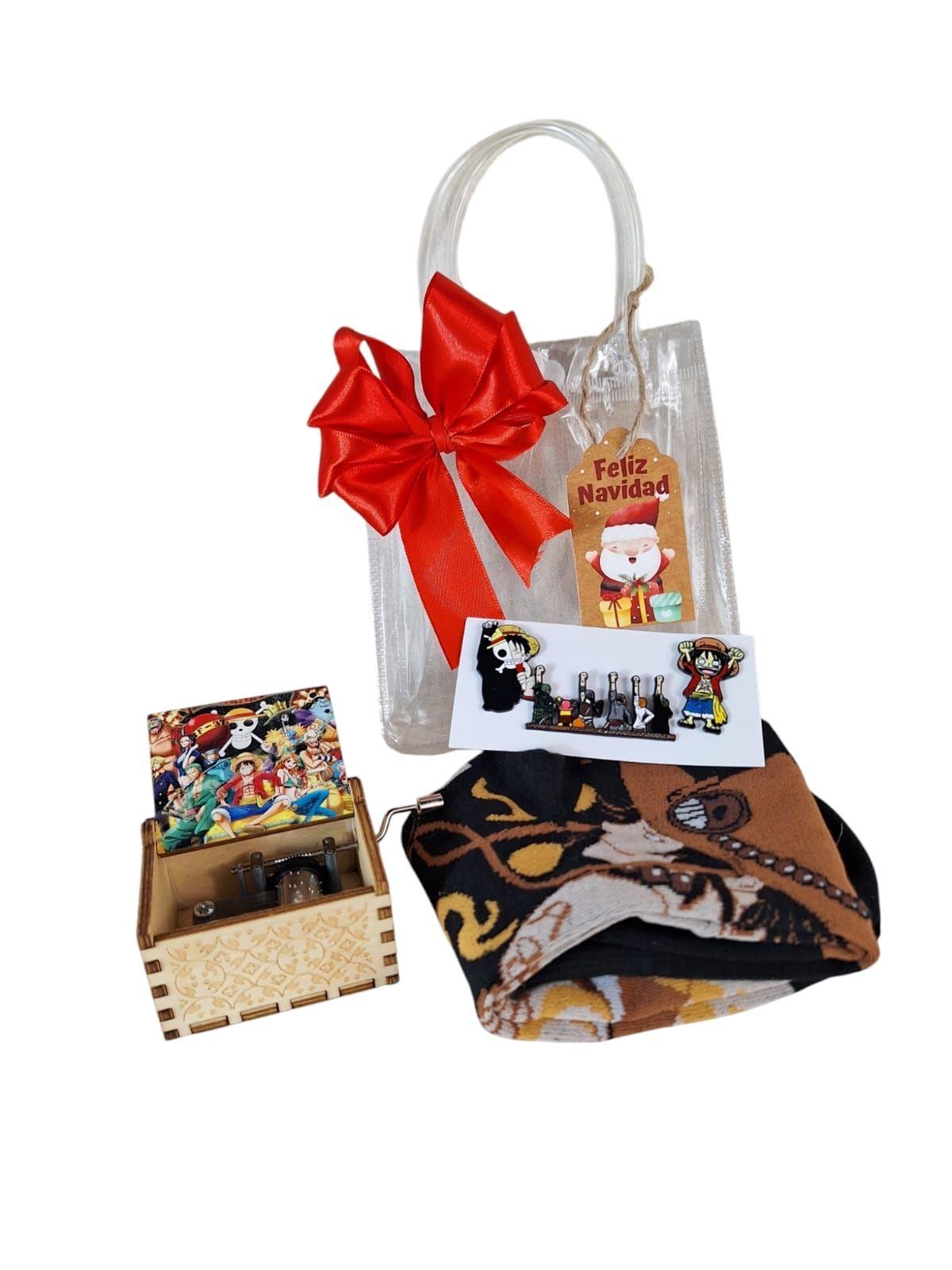 Set Para Regalo One Piece Modelo 2. Caja Musical, Calcetas y Pines-2