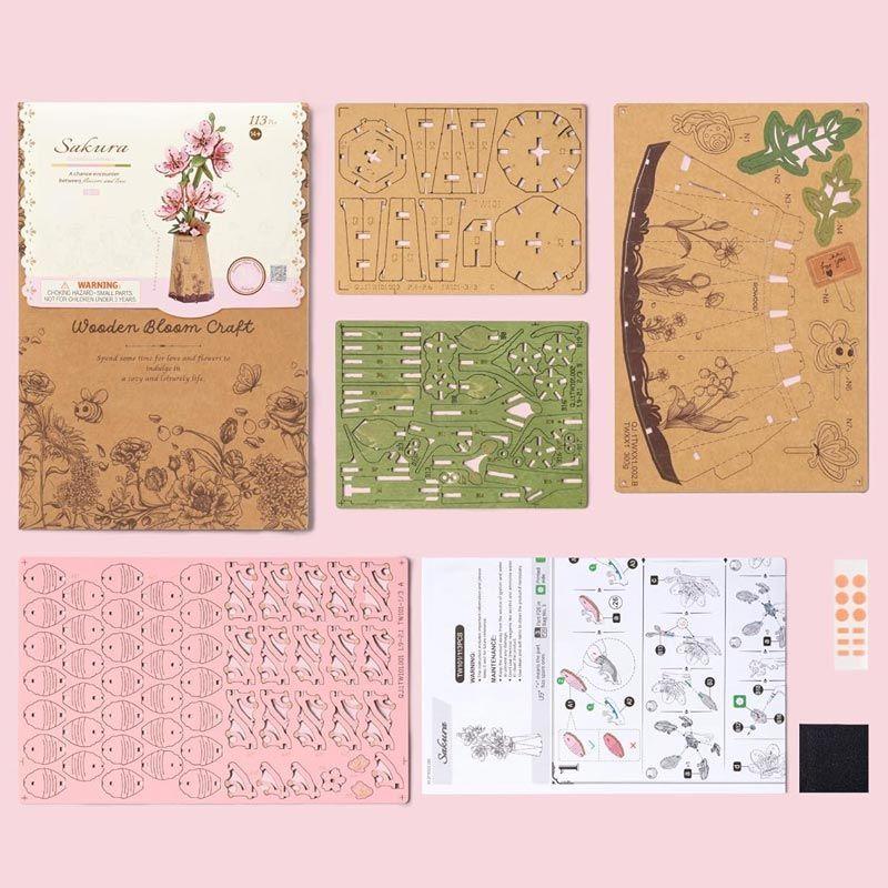 🌸 Flor Sakura en Madera 3D – Rompecabezas Decorativo Rowood-5