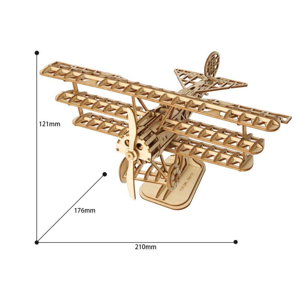 Puzzle 3D Avión Triplano Barón Rojo de Madera  -3