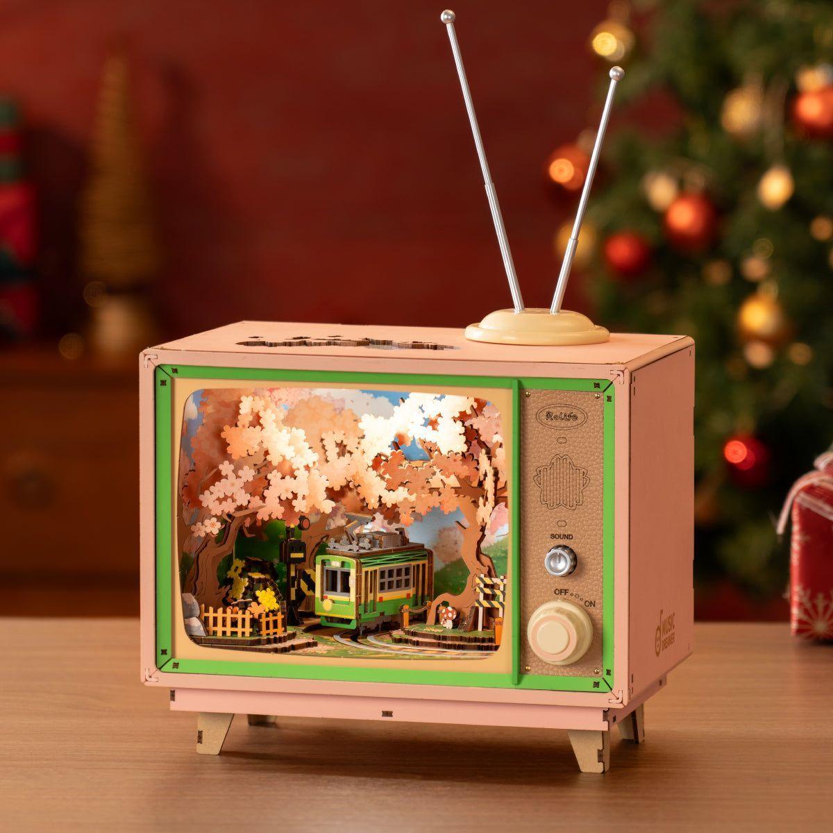 🎀 Caja Musical Sakura Dreamy Tour – Puzzle 3D Televisor Retro AMT02-2