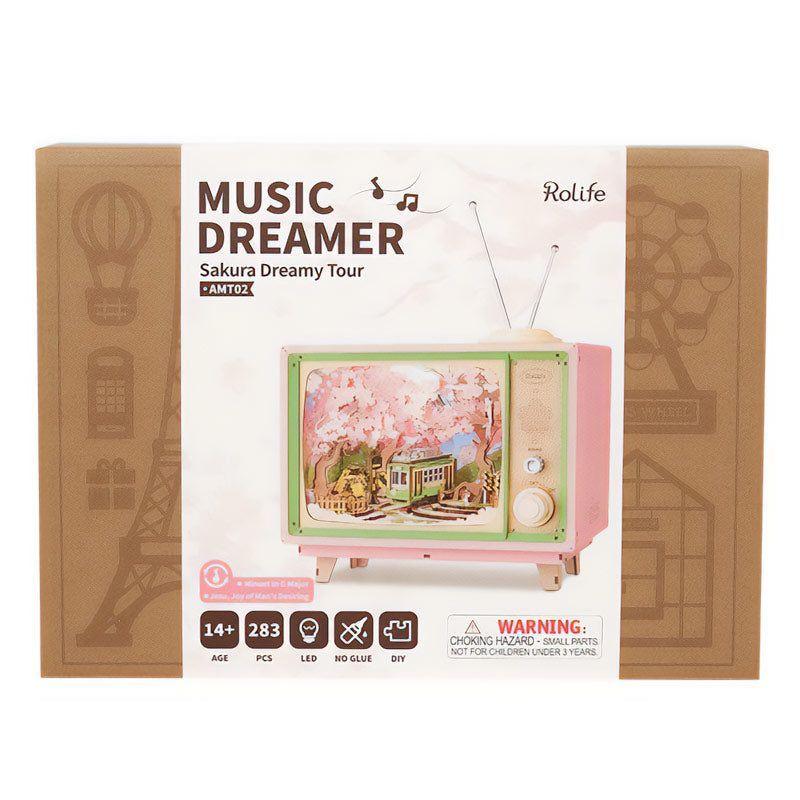 🎀 Caja Musical Sakura Dreamy Tour – Puzzle 3D Televisor Retro AMT02-4