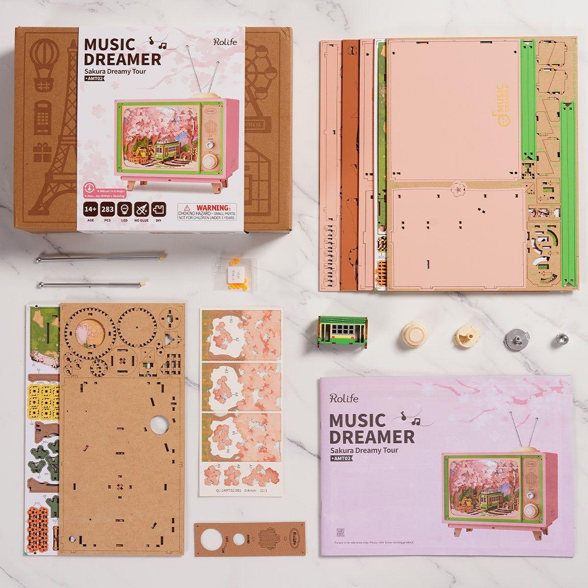 🎀 Caja Musical Sakura Dreamy Tour – Puzzle 3D Televisor Retro AMT02-6