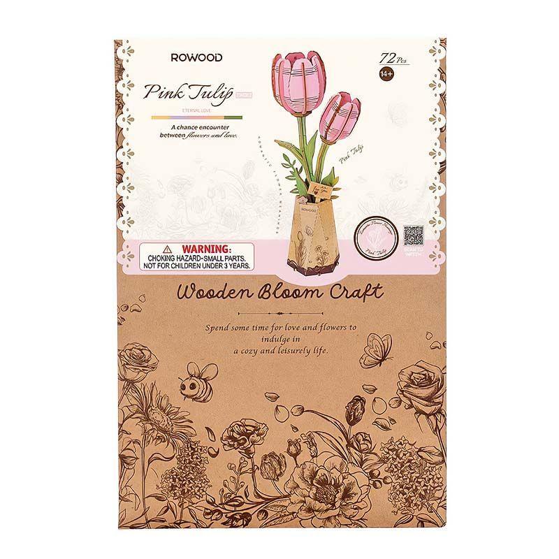 🌸 Tulipán Rosa de Madera ROWOOD – Puzzle 3D Decorativo y Regalo Emotivo-4