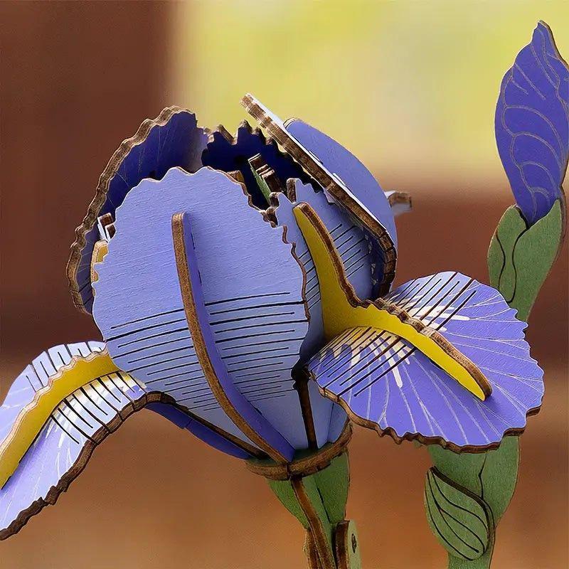 Puzzle 3d Flor Iris Morado de Madera para Armar – Robotime Rowood-2
