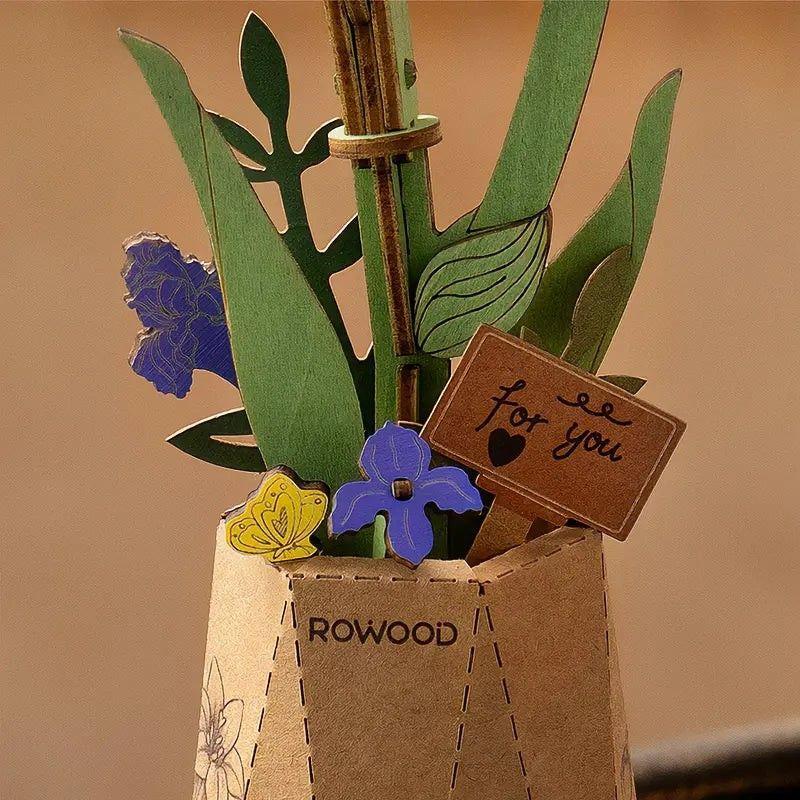 Puzzle 3d Flor Iris Morado de Madera para Armar – Robotime Rowood-3